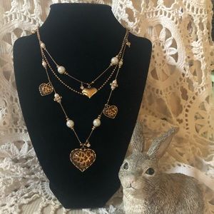 Betsey Johnson Leopard Hearts Necklace
